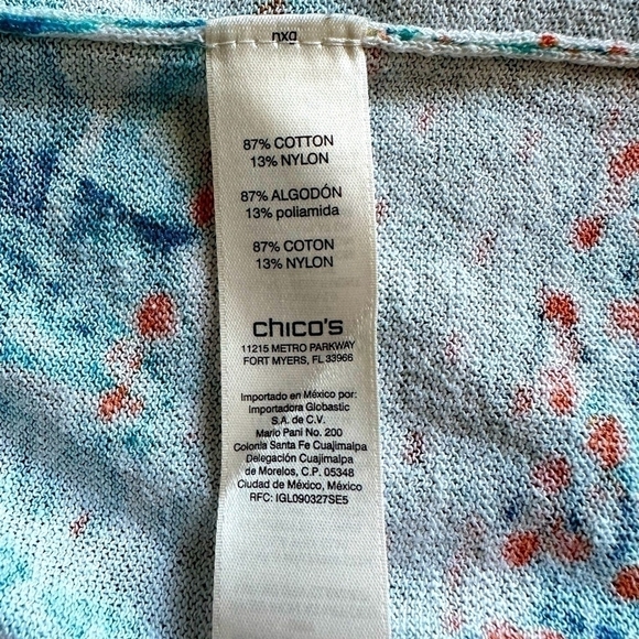 Women’s Cardigan Multicolored Geometric Print Duster CHICO’S Knit Open Front Top - Picture 6 of 7